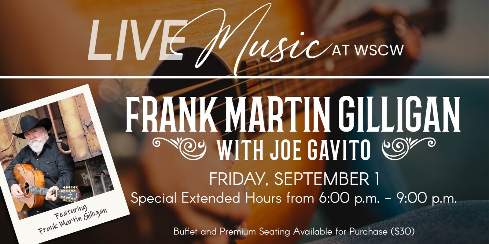 Banner image for Special Music Event: Frank Martin Gilligan with Joe Gavito September 1