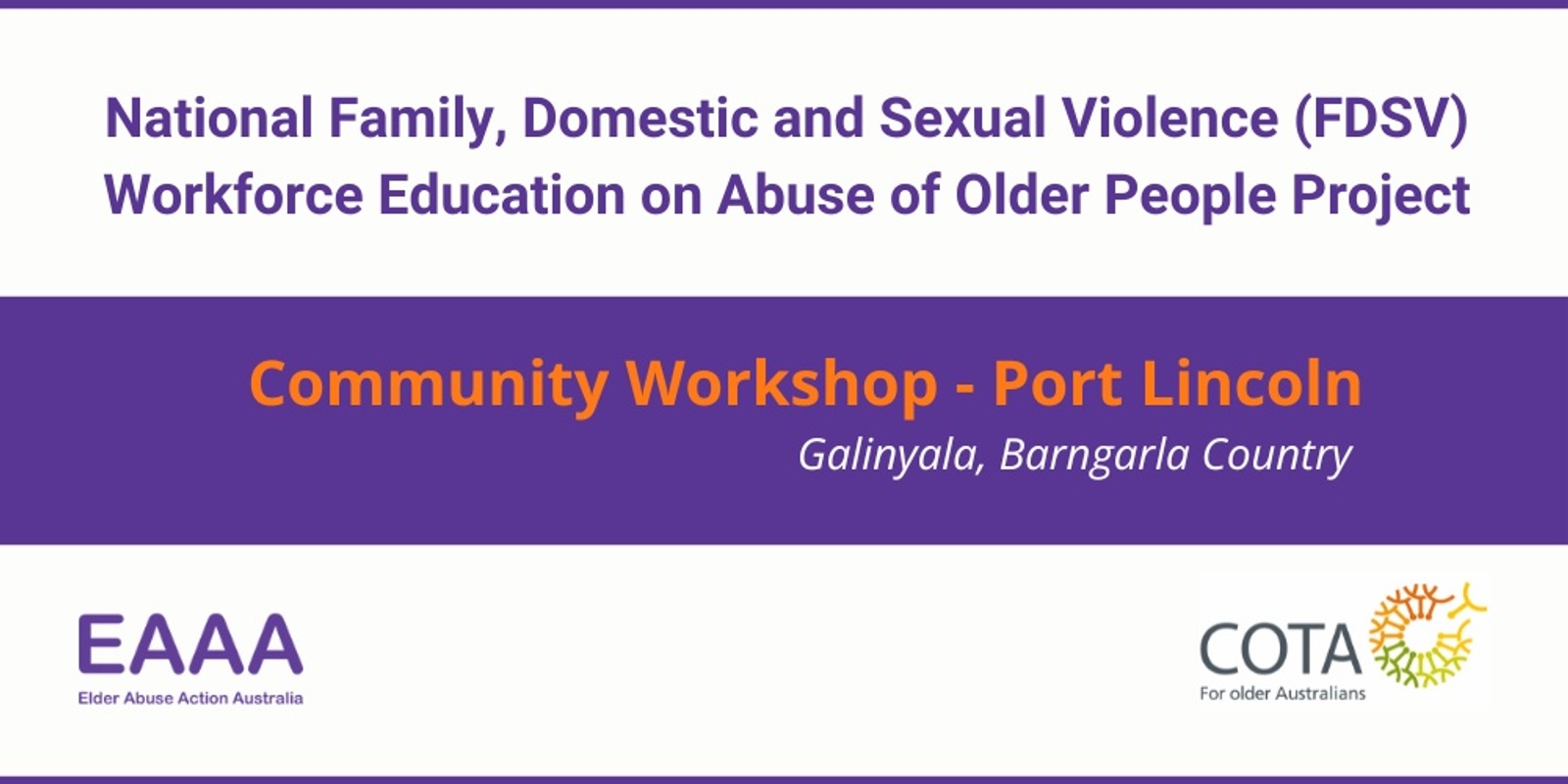 Banner image for Community consultation workshop - Port Lincoln SA