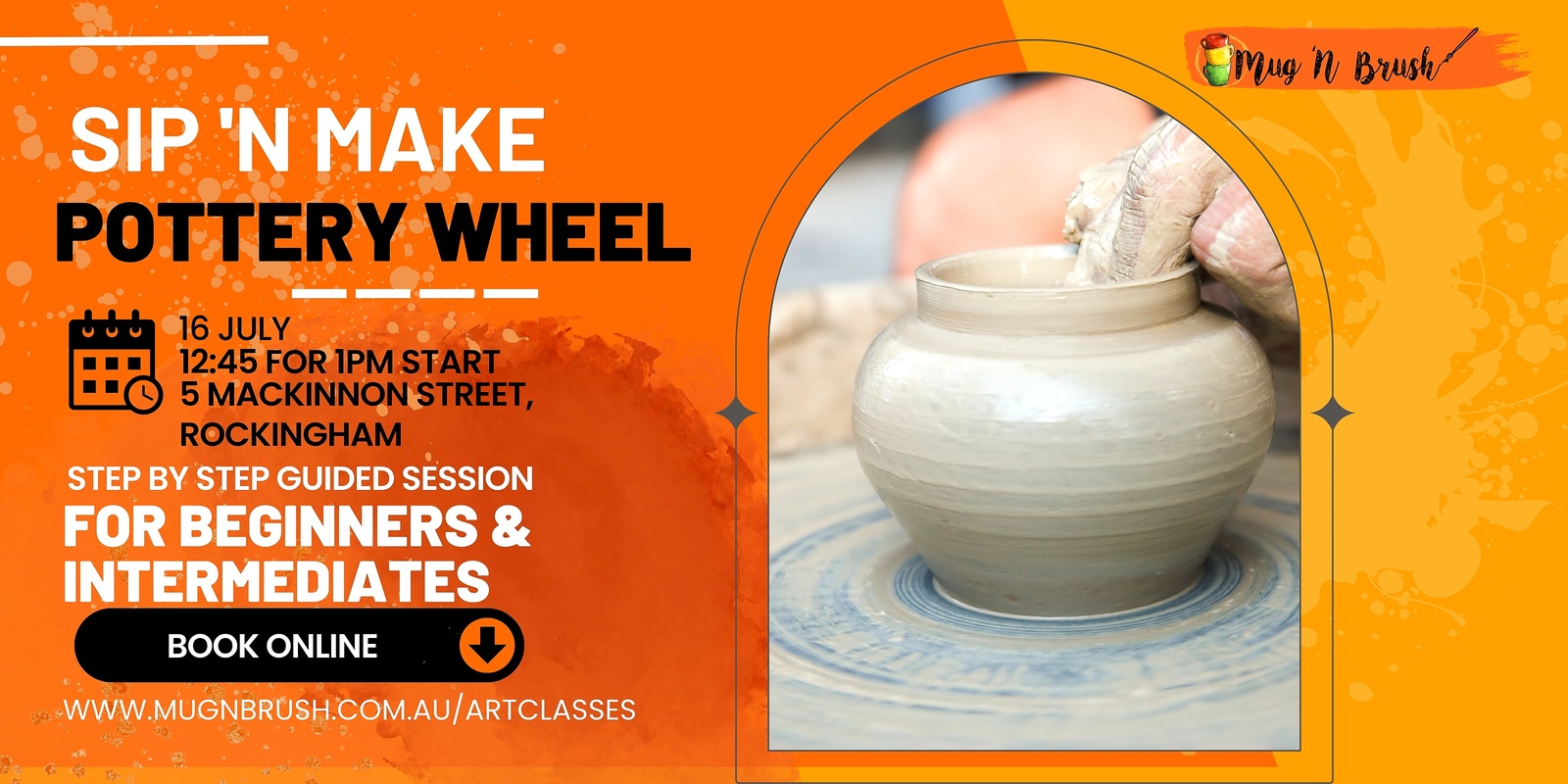 Banner image for  Sip 'n Make - Wheel throwing  - Beginners and intermediate (Sunday Session)