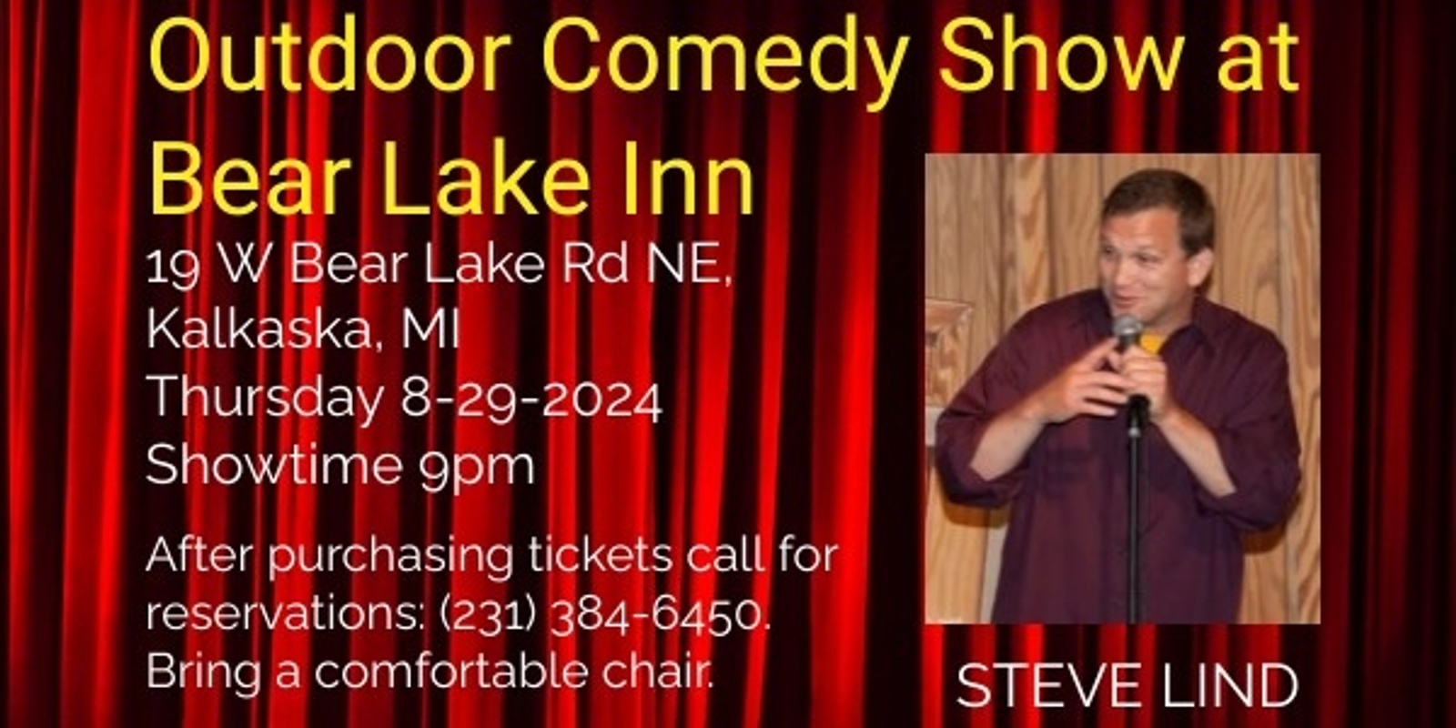 Banner image for Outdoor Comedy Night at Bear lake Inn