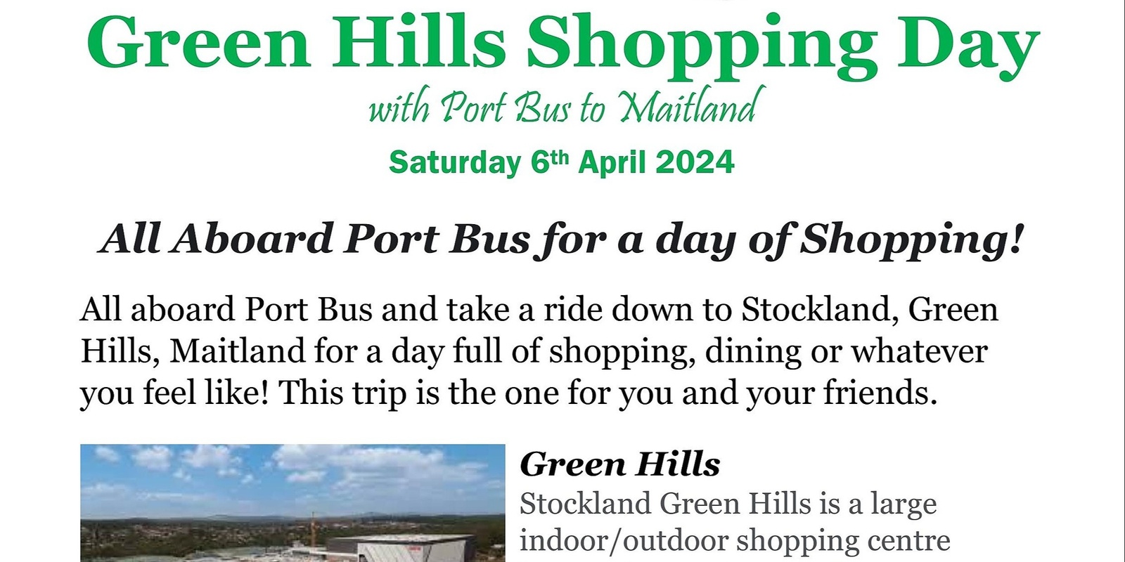 Banner image for Green Hills Shopping Day