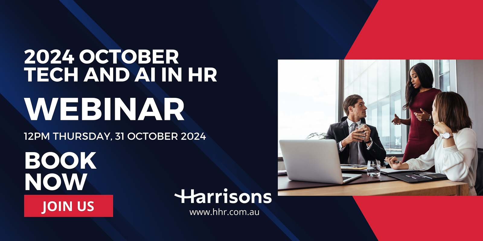 Banner image for Harrisons October Webinar - Tech and AI in HR
