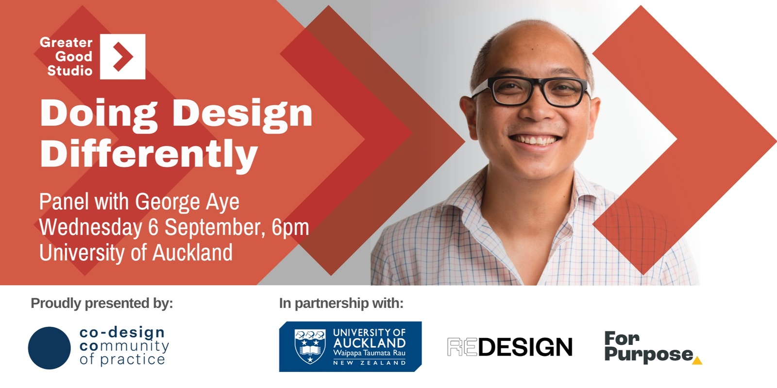 Banner image for Doing Design Differently Auckland: Panel with George Aye