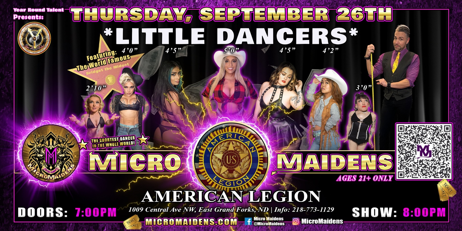 Banner image for East Grand Forks, MN - Micro Maidens: The Show @ American Legion! "Must Be This Tall to Ride!"