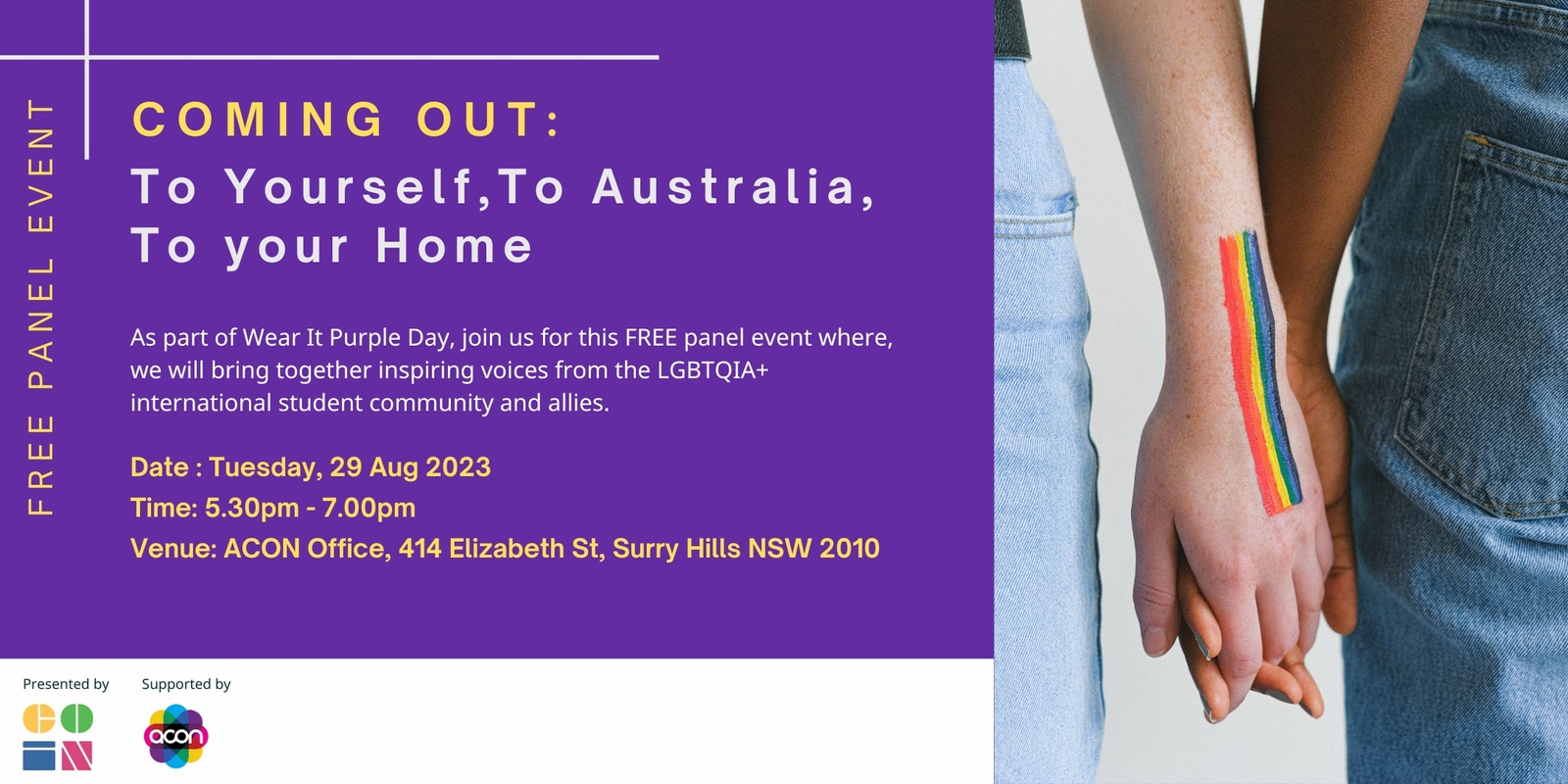 Banner image for Coming Out: To Yourself, To Australia, To your Home
