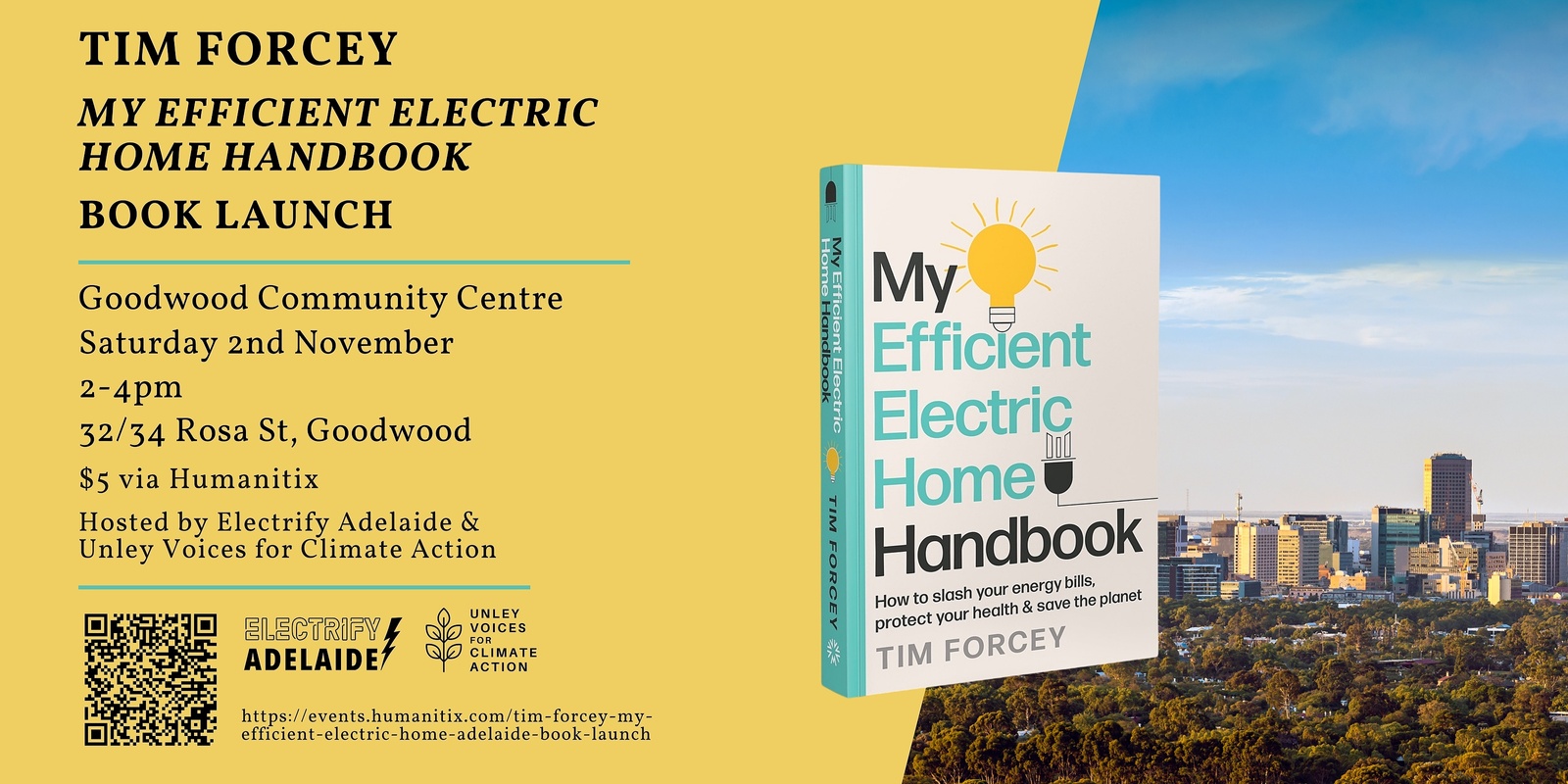 Banner image for Tim Forcey "My Efficient Electric Home Handbook" Adelaide Book Launch