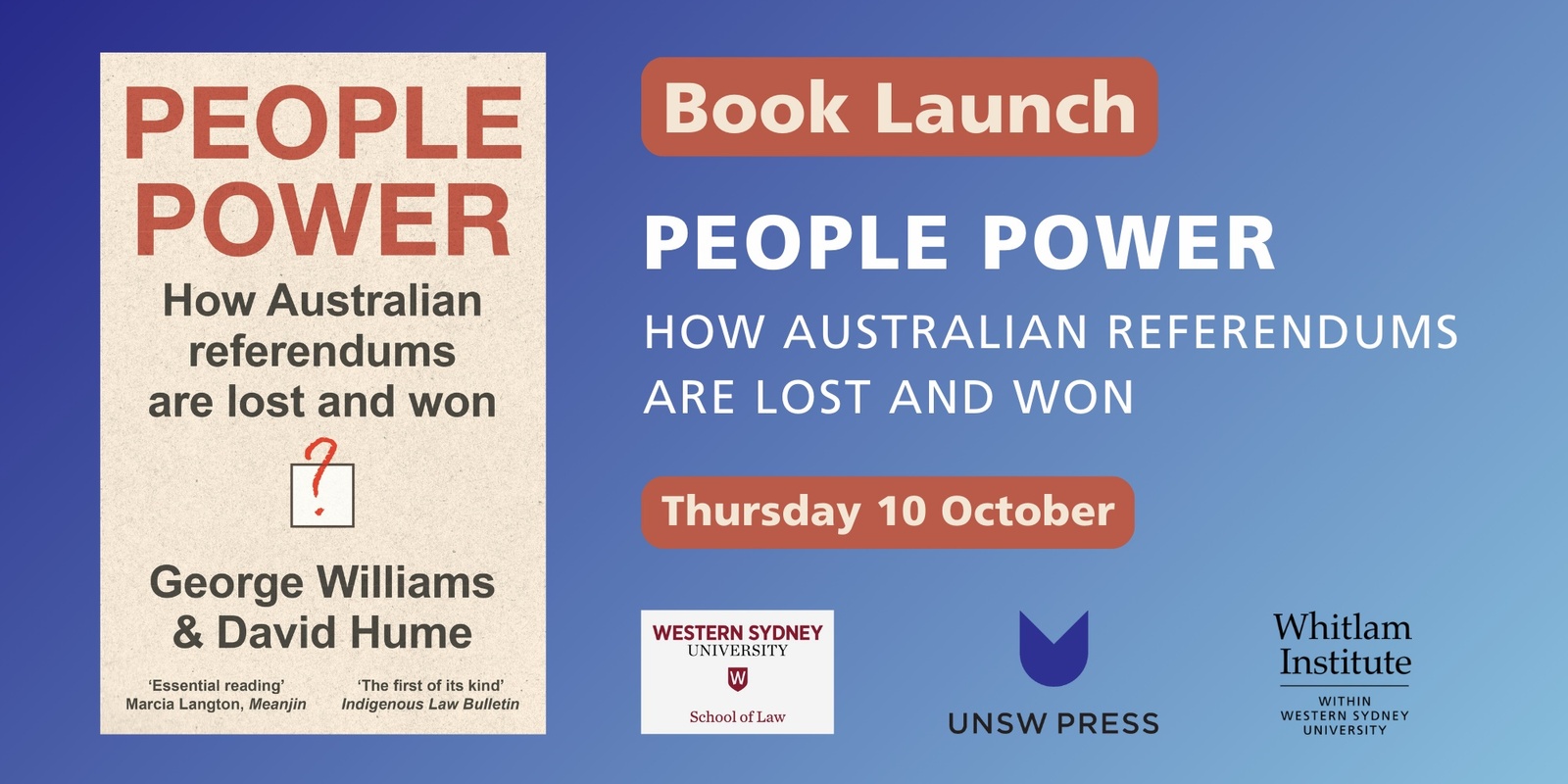 Banner image for Book Launch | People Power: How Australian referendums are lost and won