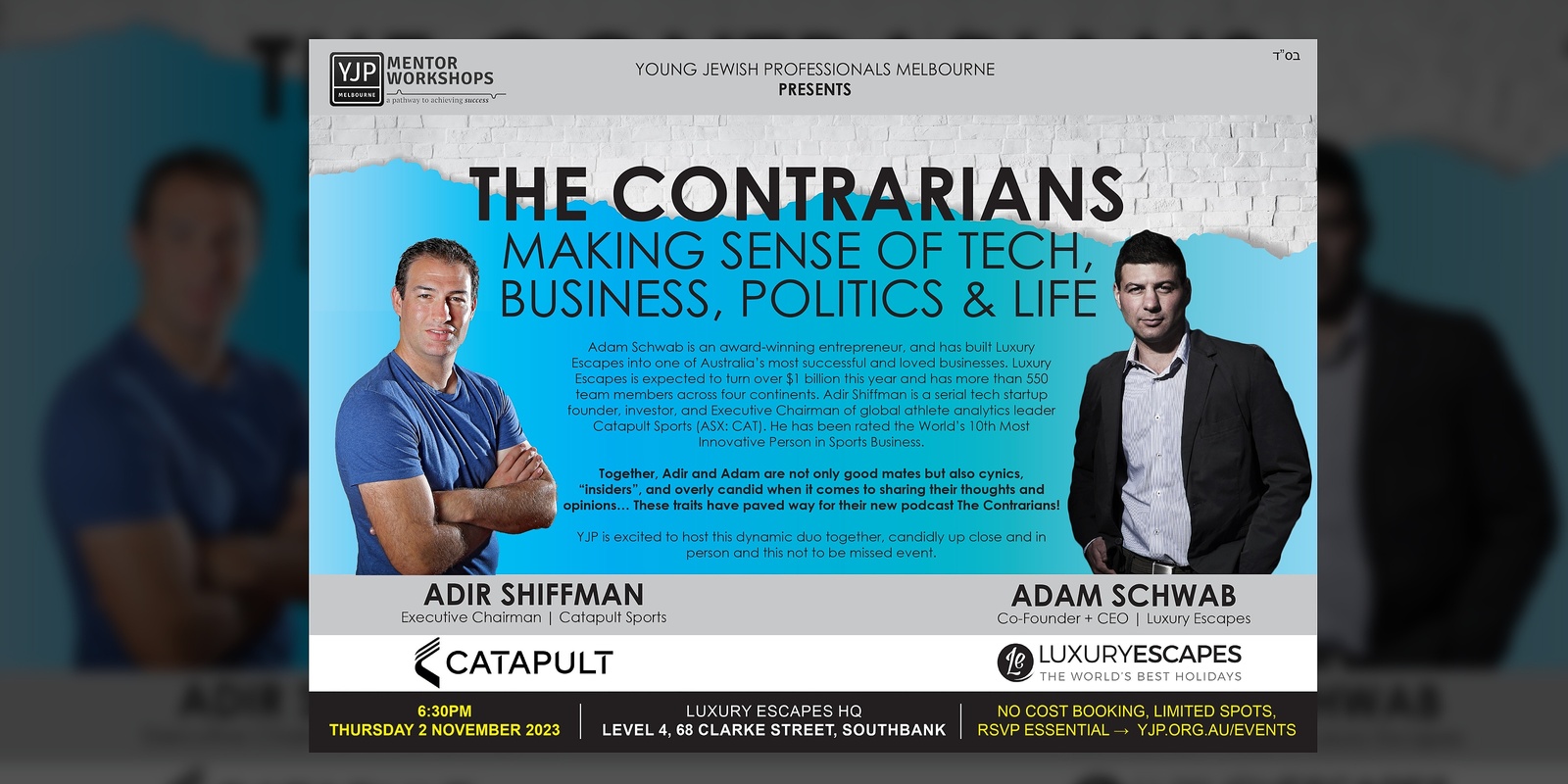 Banner image for THE CONTRARIANS featuring Adir Shiffman and Adam Schwab