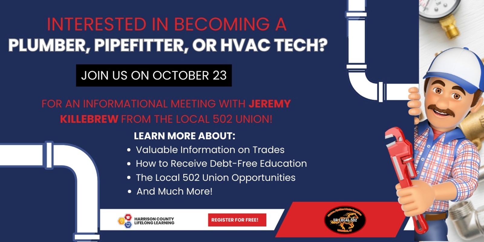 Banner image for Informational Introduction to Plumbing, Pipefitting, and HVAC Trades