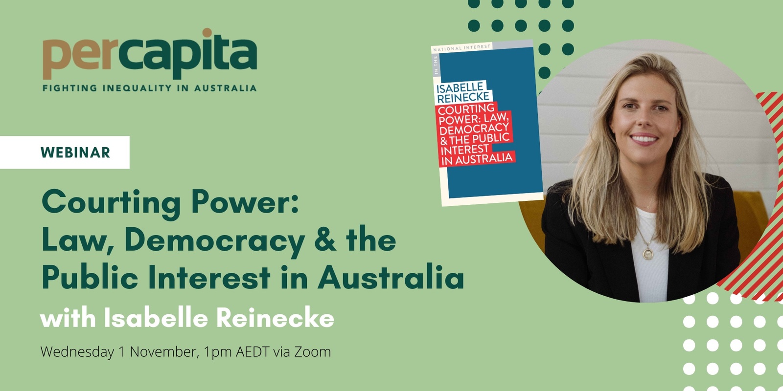 Banner image for WEBINAR: Courting Power: Law, Democracy and the Public Interest in Australia, with Isabelle Reinecke