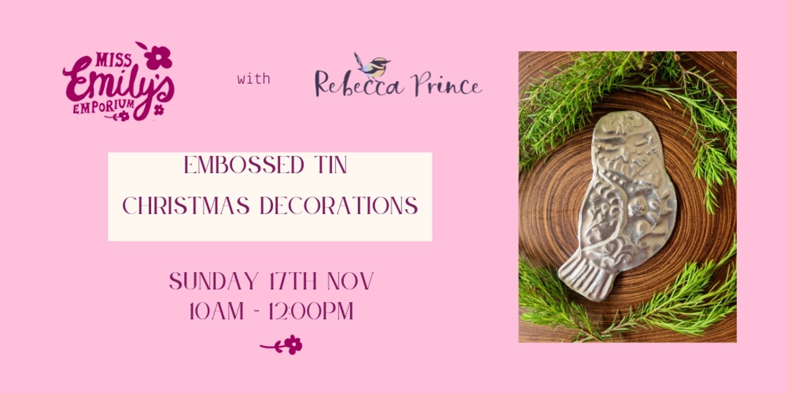 Banner image for Embossed tin Christmas decoration workshop