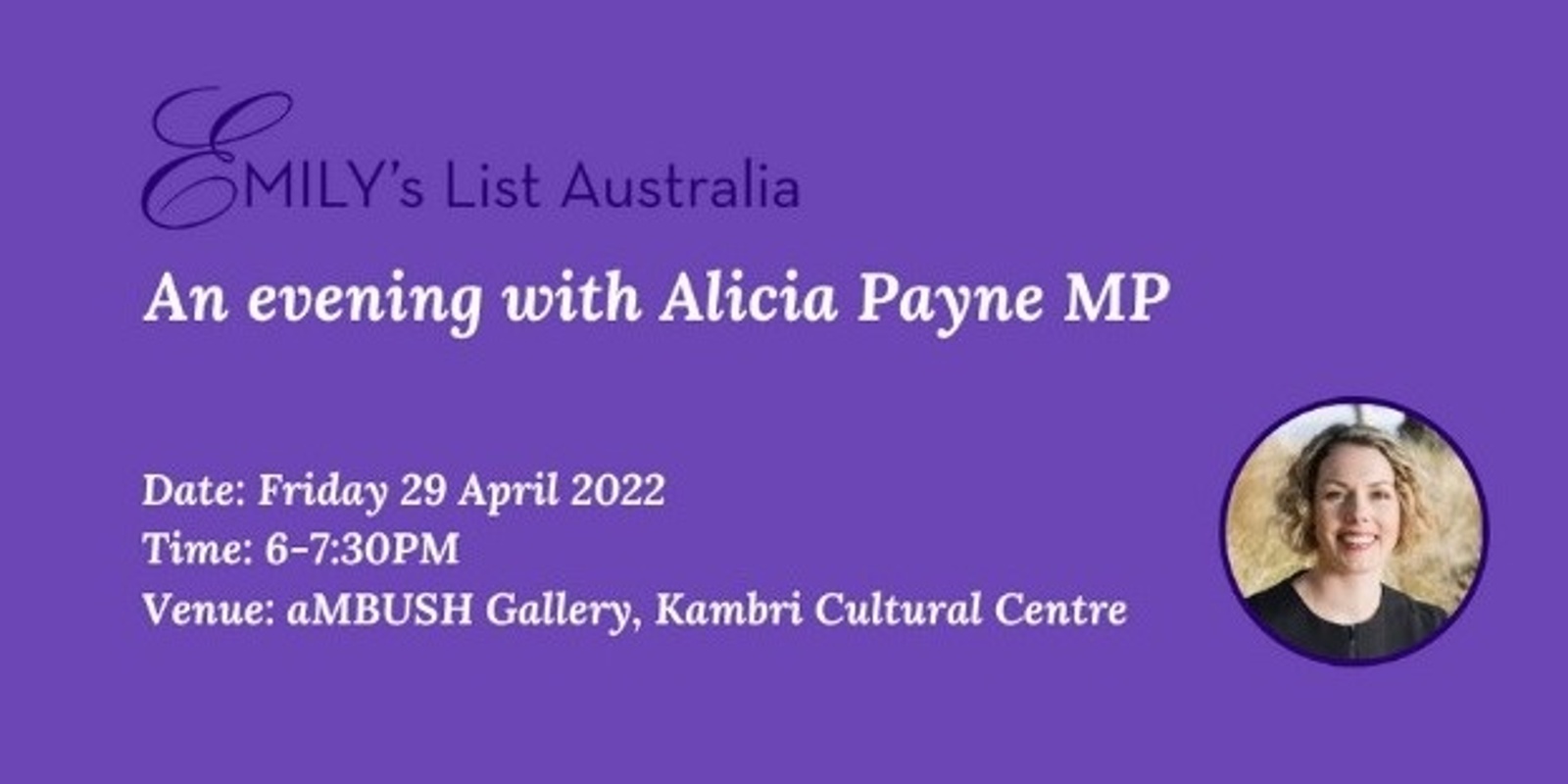 Banner image for An evening with Alicia Payne MP Member for Canberra