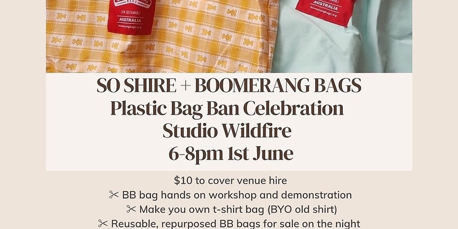 Banner image for SO SHIRE + Boomerang Bags Plastic Bag Ban Celebration