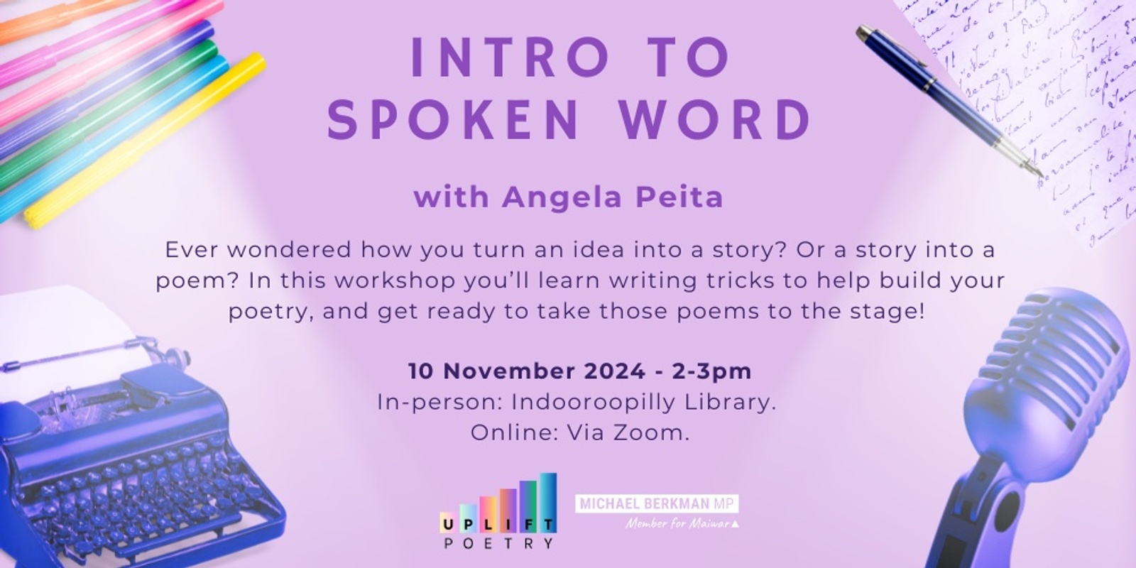 Banner image for Intro to spoken word with Angela Peita