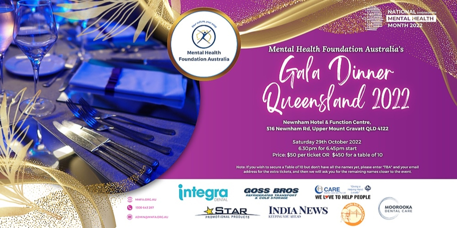 Banner image for MHFA Gala Dinner Queensland 2022