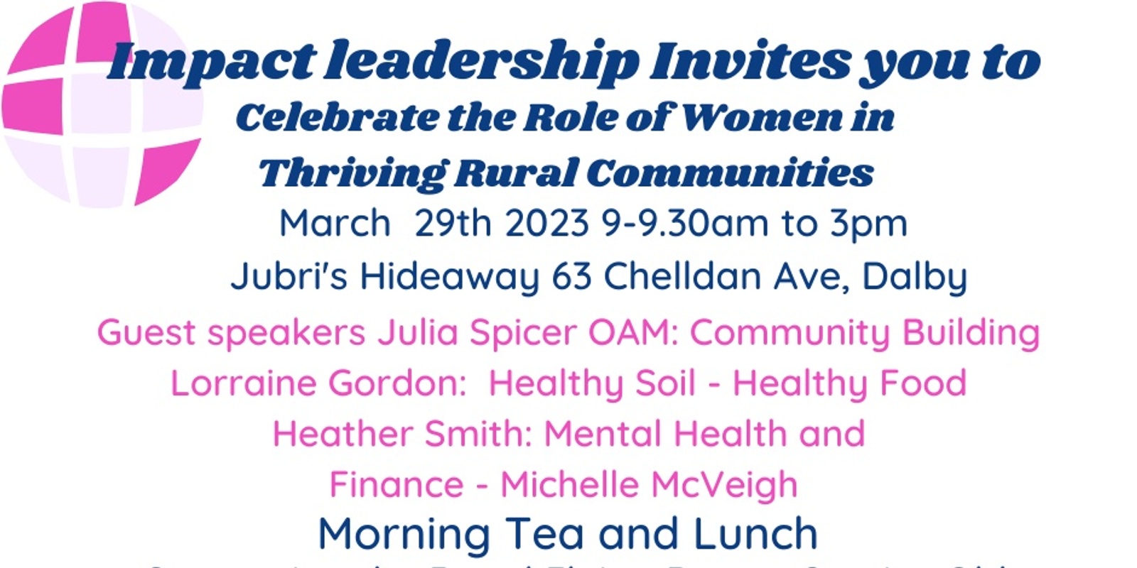 Banner image for Celebrating the role of Women in Thriving Rural Communities 