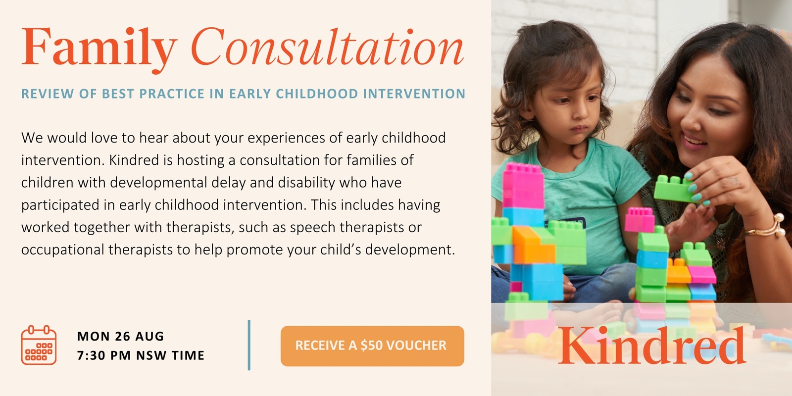 Banner image for Family Consultation: Review of best practice in early childhood intervention (26 Aug)