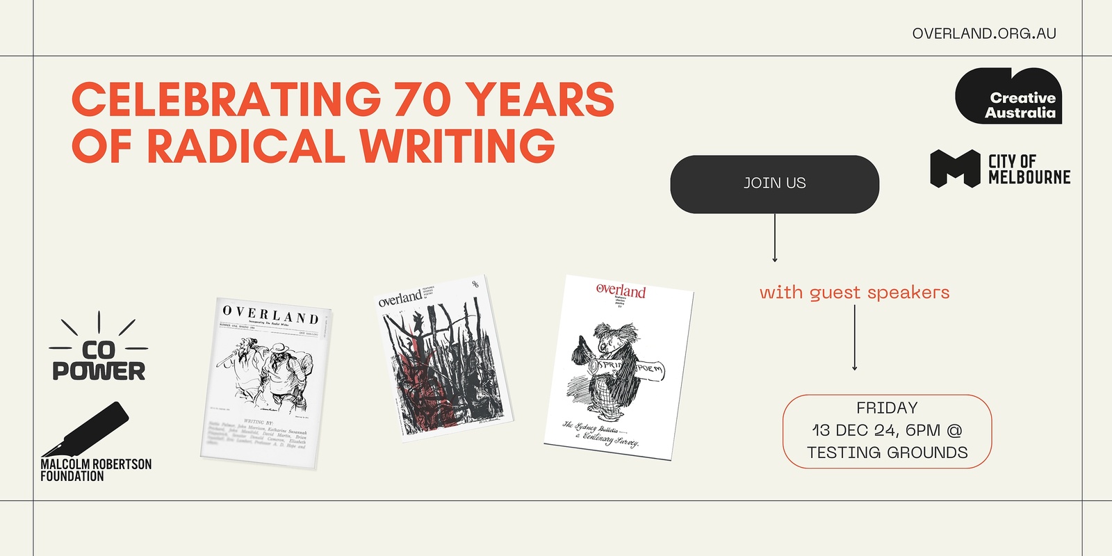 Banner image for Overland turns 70: celebrating a history of radical writing