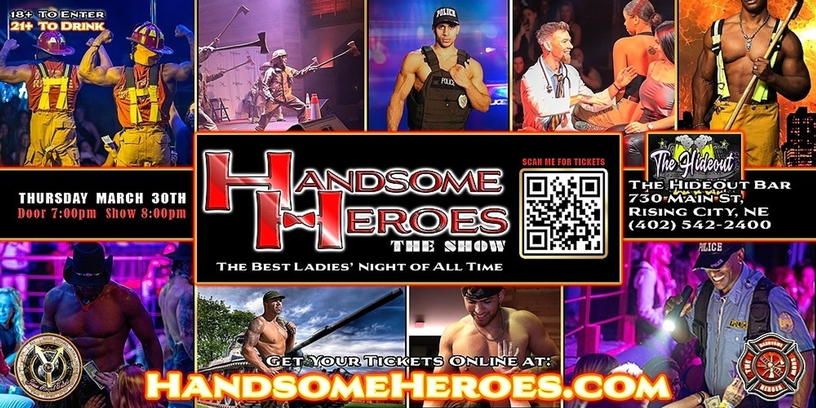 Banner image for Rising City, NE - Handsome Heroes XXL Live: The Best Ladies' Night of All Time!