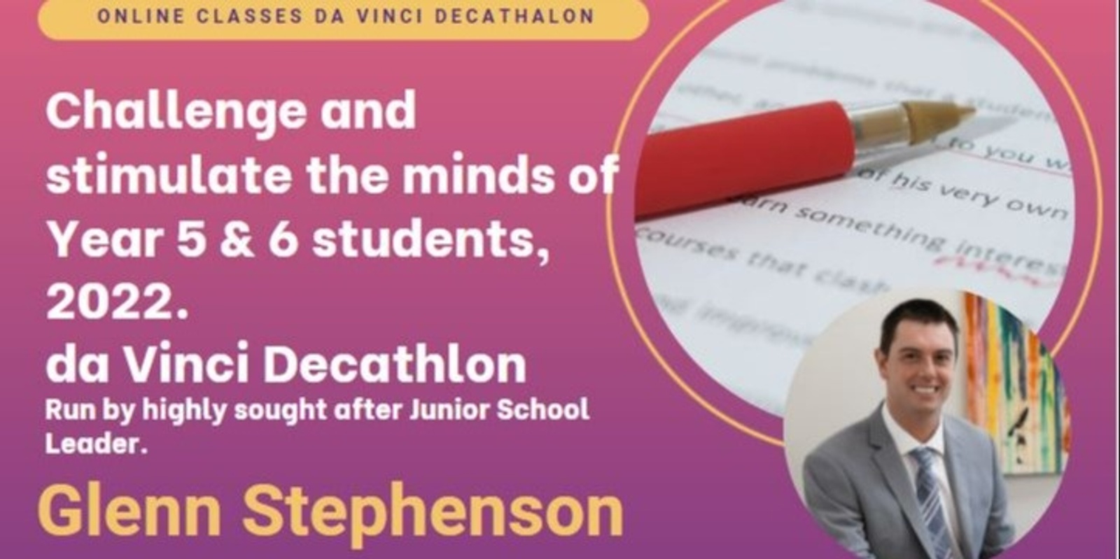 Banner image for da Vinci Decathlon - Year 5 & 6 students, 2022.  