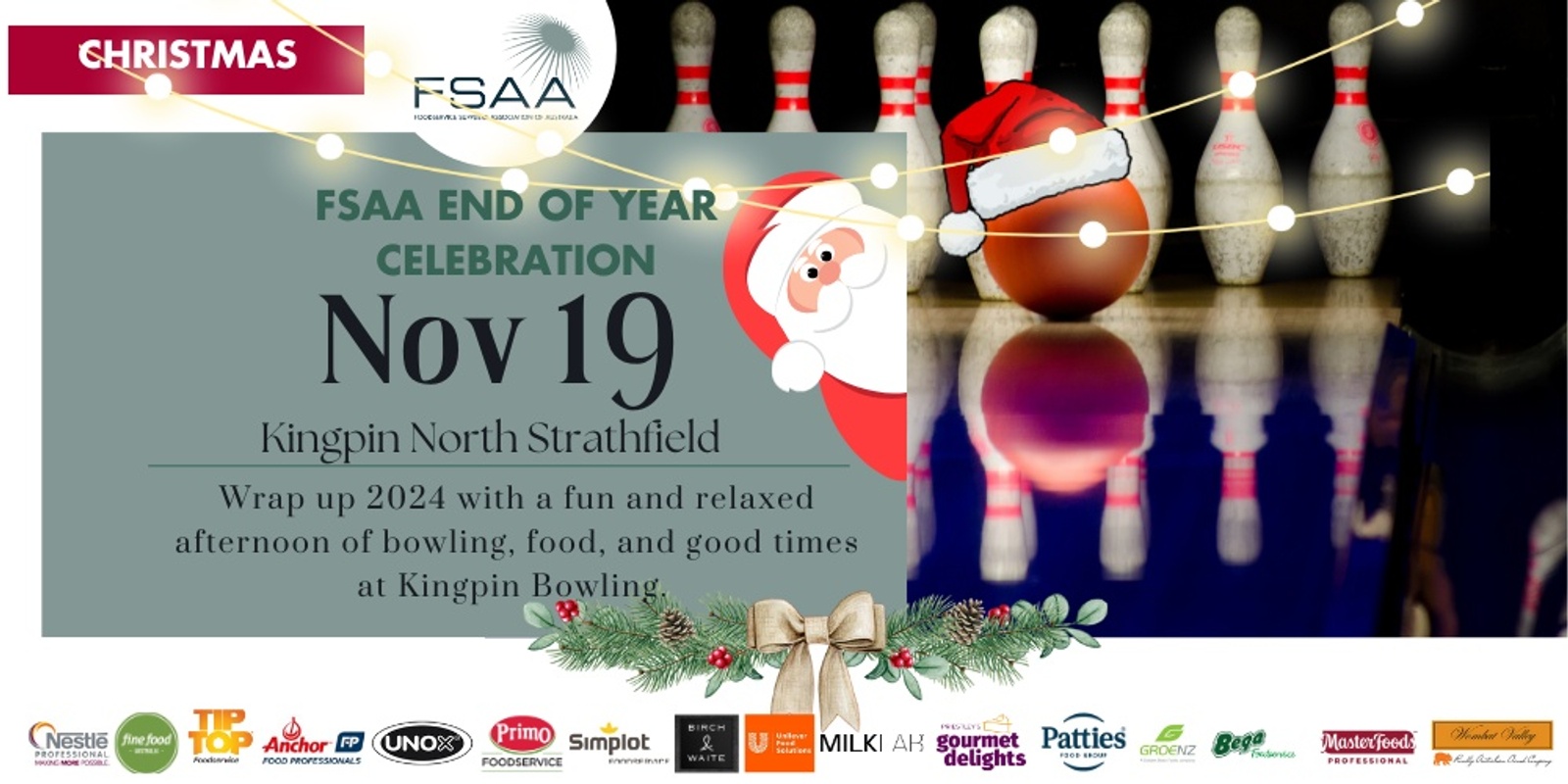 Banner image for SYDNEY Celebrate the Season: FSAA End of Year Christmas Event at Kingpin North Strathfield