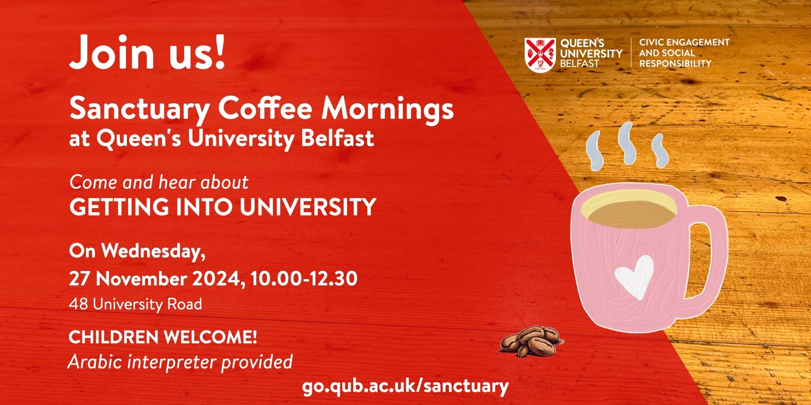 Banner image for Sanctuary Coffee Morning: Getting into University