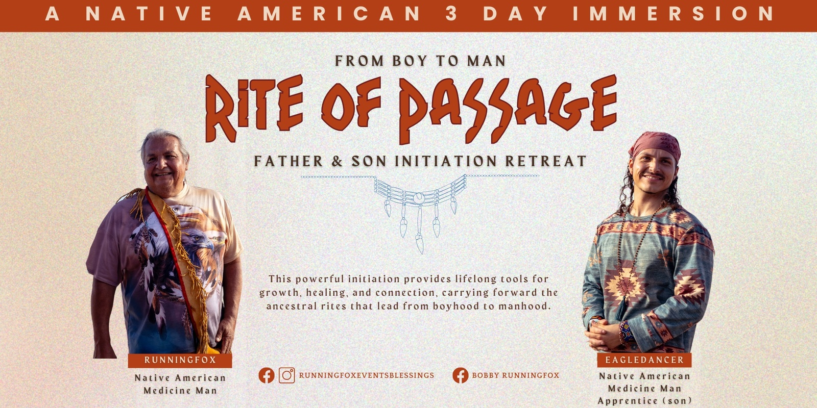 Banner image for Runningfox & EagleDancer's - RITE OF PASSAGE: FATHER & SON INITIATION RETREAT 2024