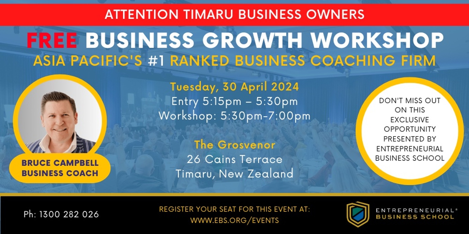 Banner image for Free Business Growth Workshop - Timaru (local time)