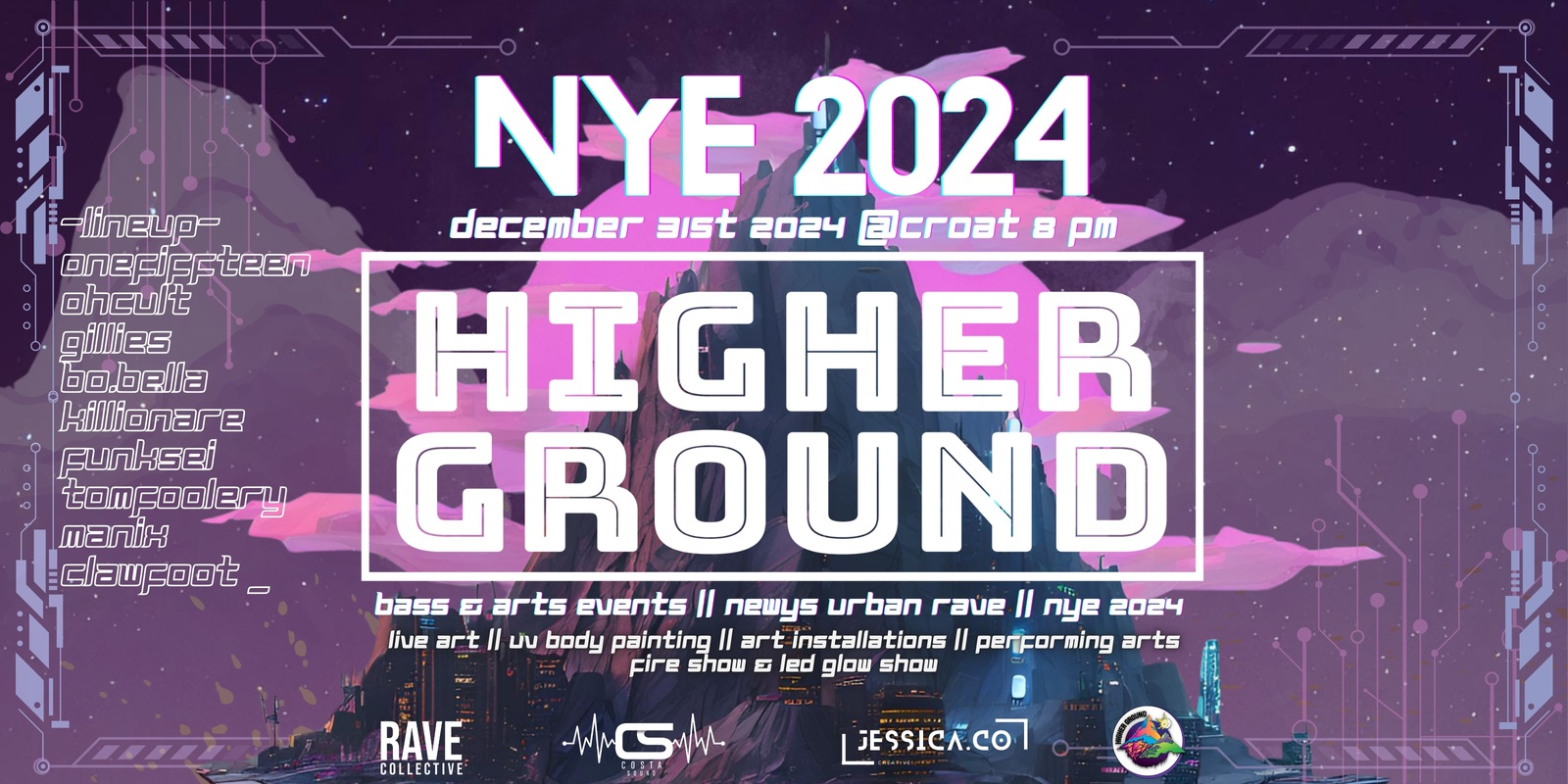 Banner image for HIGHER GROUND: BASS & ARTS EVENTS // NYE 2024