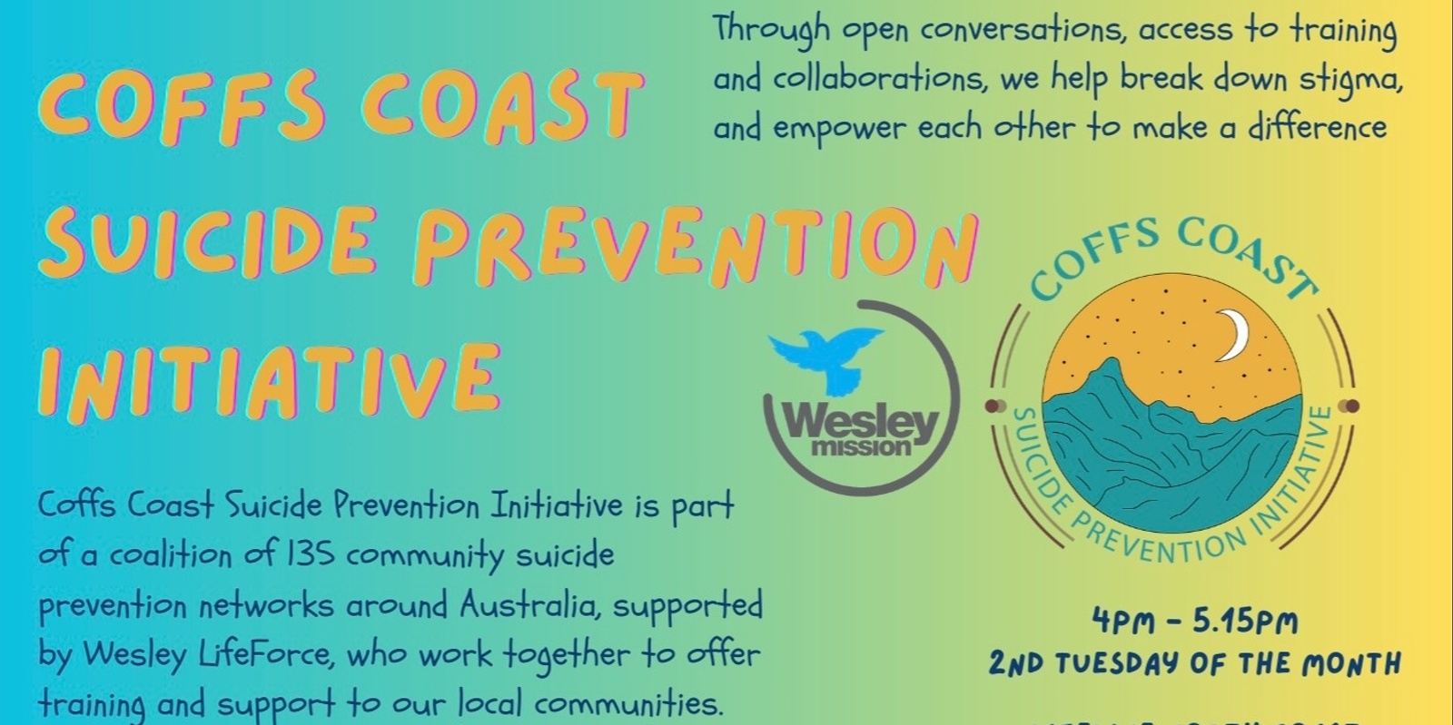 Banner image for Monthly Meeting Coffs Coast Suicide Prevention Initiative 