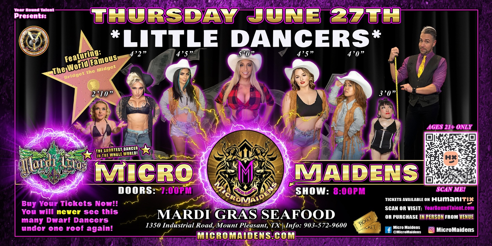 Banner image for Mount Pleasant, TX - Micro Maidens: The Show "Must Be This Tall to Ride!"