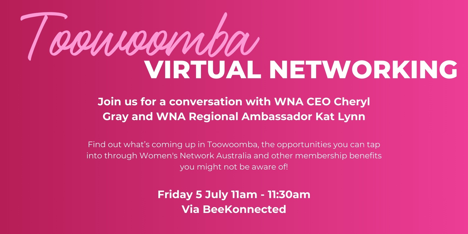 Banner image for Toowoomba Virtual Networking