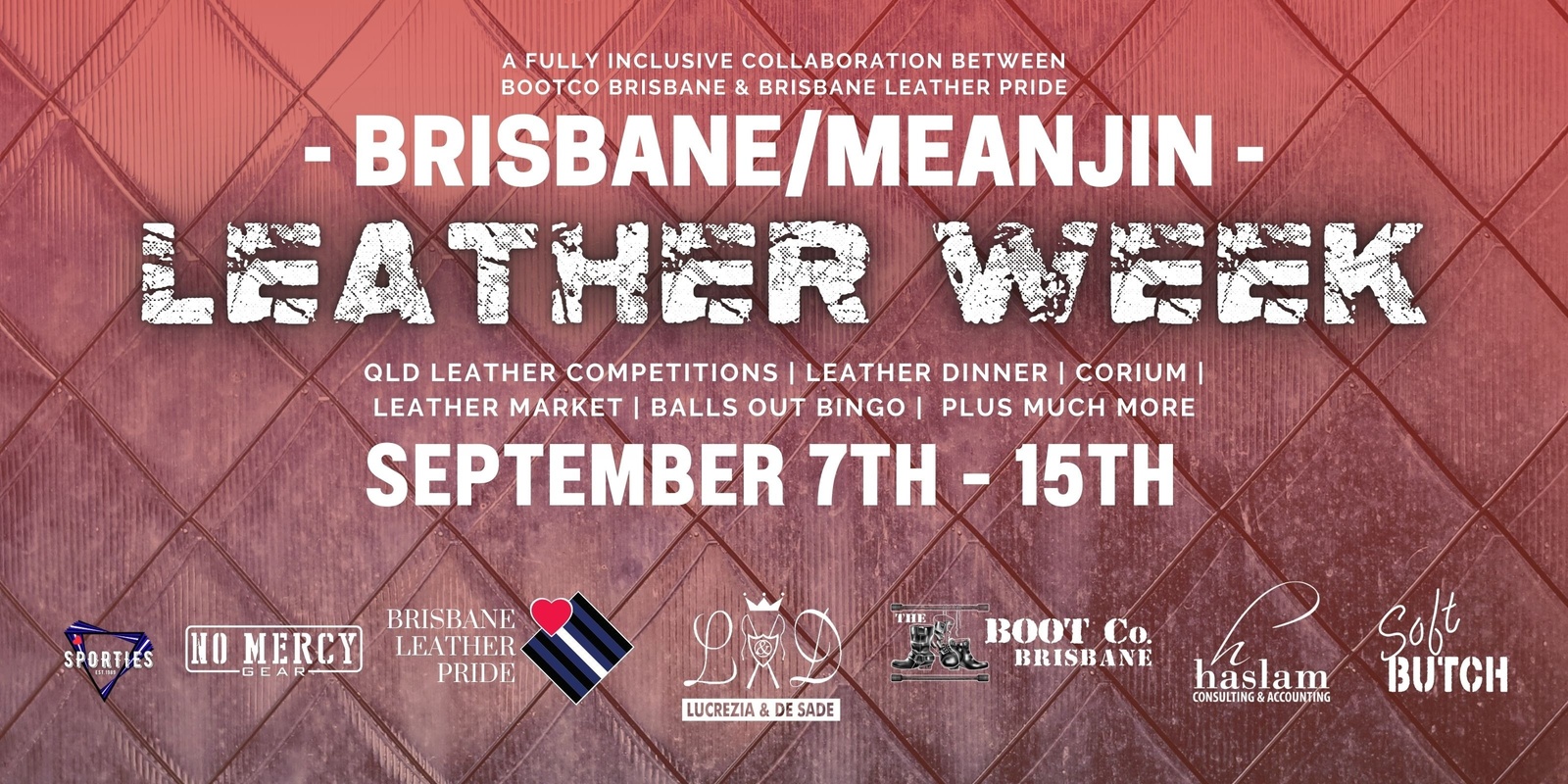 Brisbane Leather Week - BootCo and QLP's banner