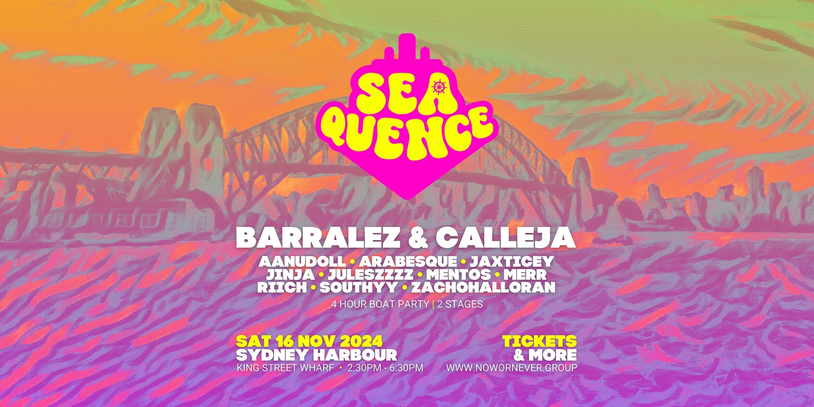 Banner image for SEAQUENCE SYDNEY HARBOUR BOAT PARTY → BARRALEZ & CALLEJA | SAT 16 NOV