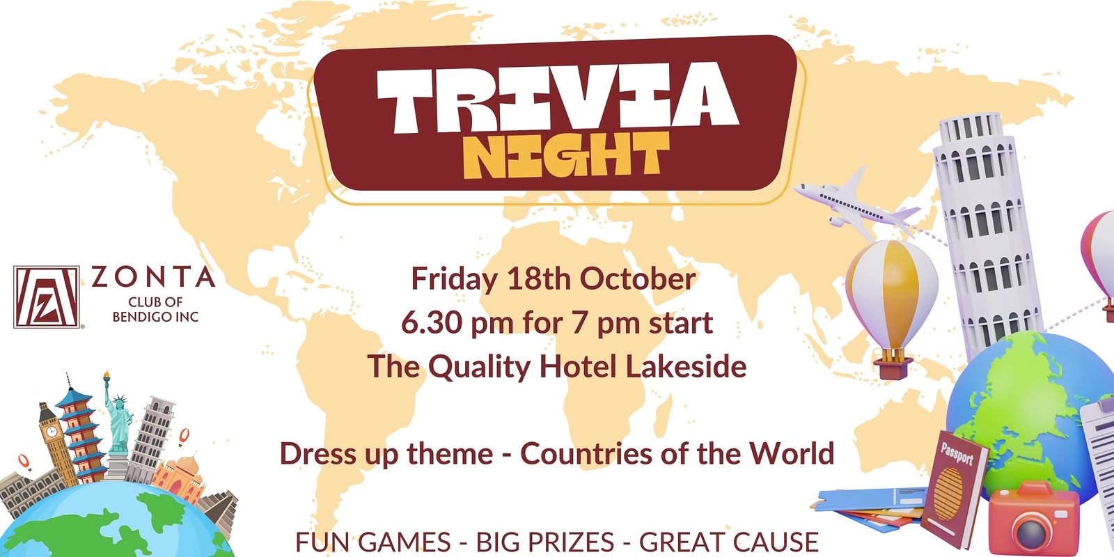 Banner image for Zonta Club of Bendigo Trivia Night