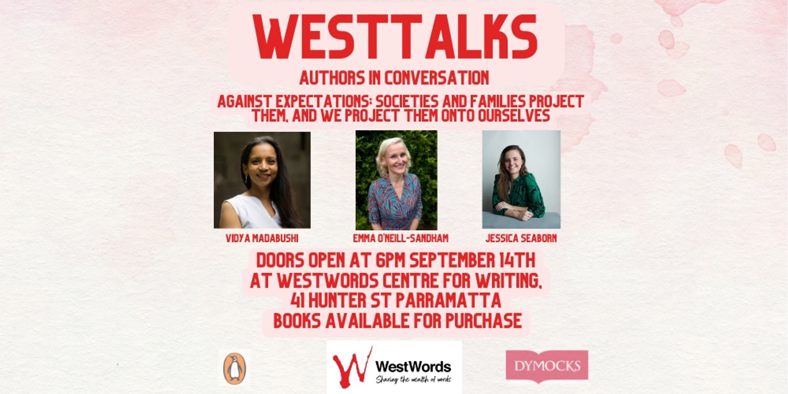 Banner image for WestTalks Live: In Conversation with Authors Vidya Madabushi and Jessica Seaborn