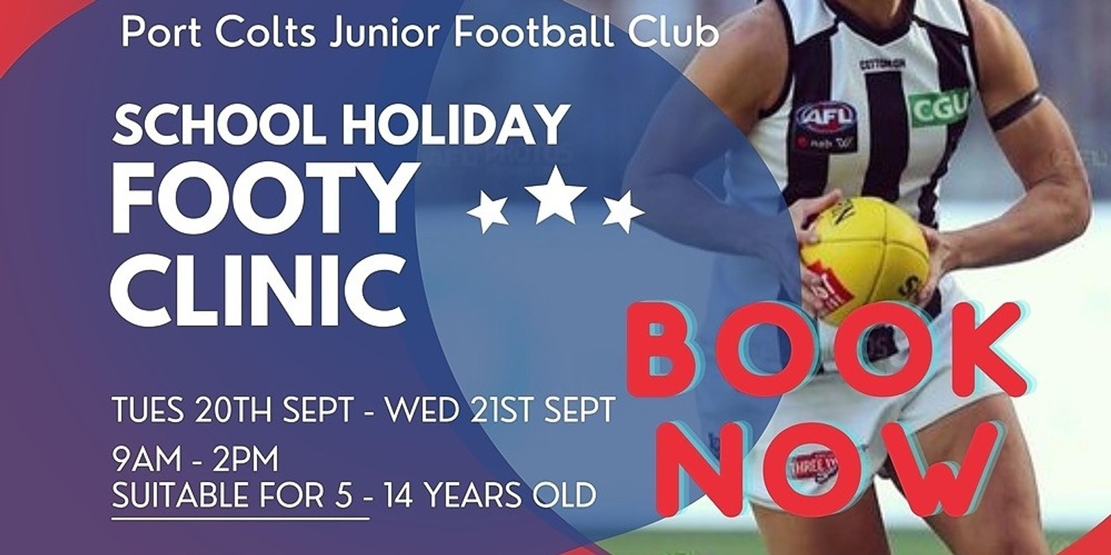 Banner image for September School Holiday Footy Clinic - Mid Years - 5 - 14 years