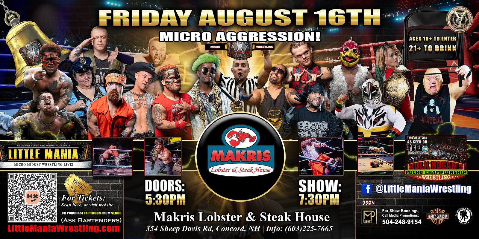 Banner image for Concord, NH - Micro Wrestling All * Stars: Little Mania Wrestling @ Makris Lobster & Steak House