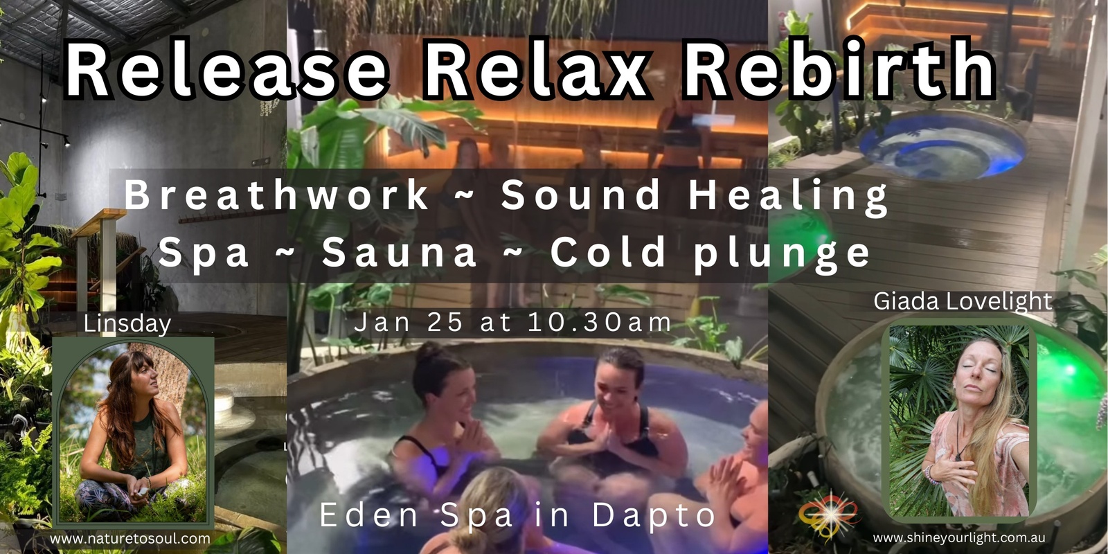 Banner image for Release Relax Rebirth~Breathwork~Sound Healing~Spa~Sauna~Cold plunge