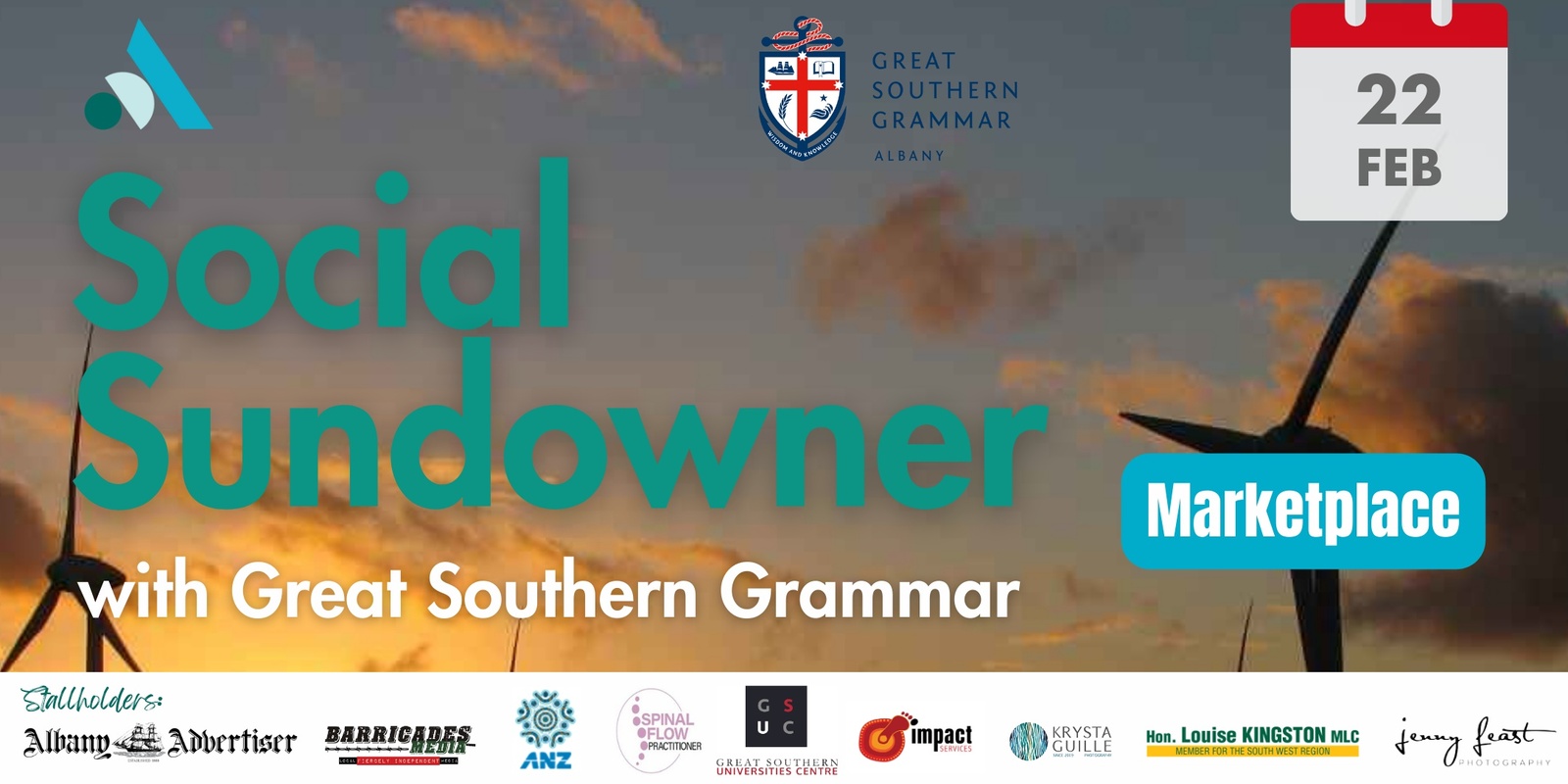 Banner image for ACCI Social Sundowners Marketplace with Great Southern Grammar