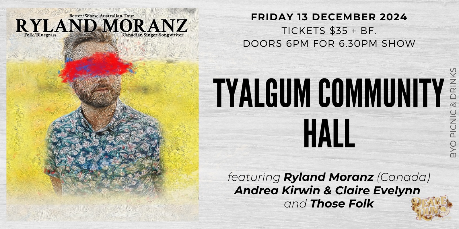 Banner image for Ryland Moranz (Canada), Andrea Kirwin & Claire Evelynn and Those Folk at Tyalgum Community Hall