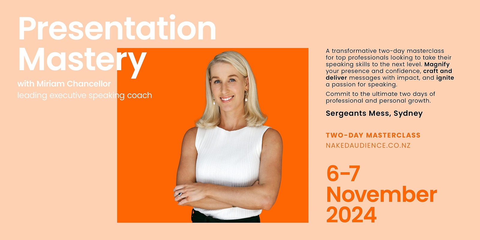 Banner image for (Sydney) Masterclass in Presentation Mastery with Miriam Chancellor