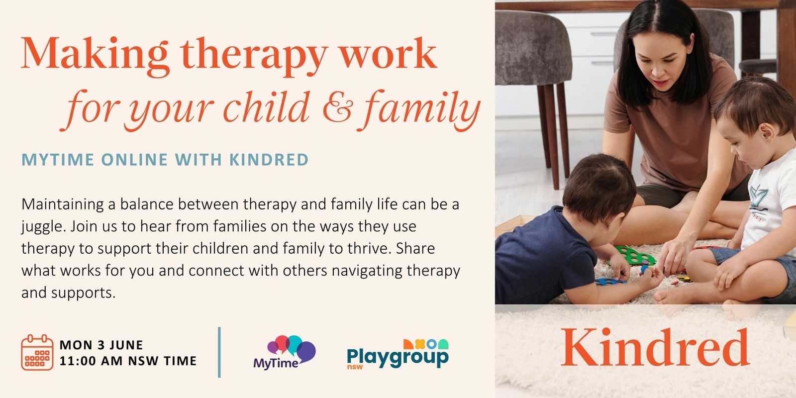 Banner image for Making Therapy Work for your Child & Family: MyTime Online