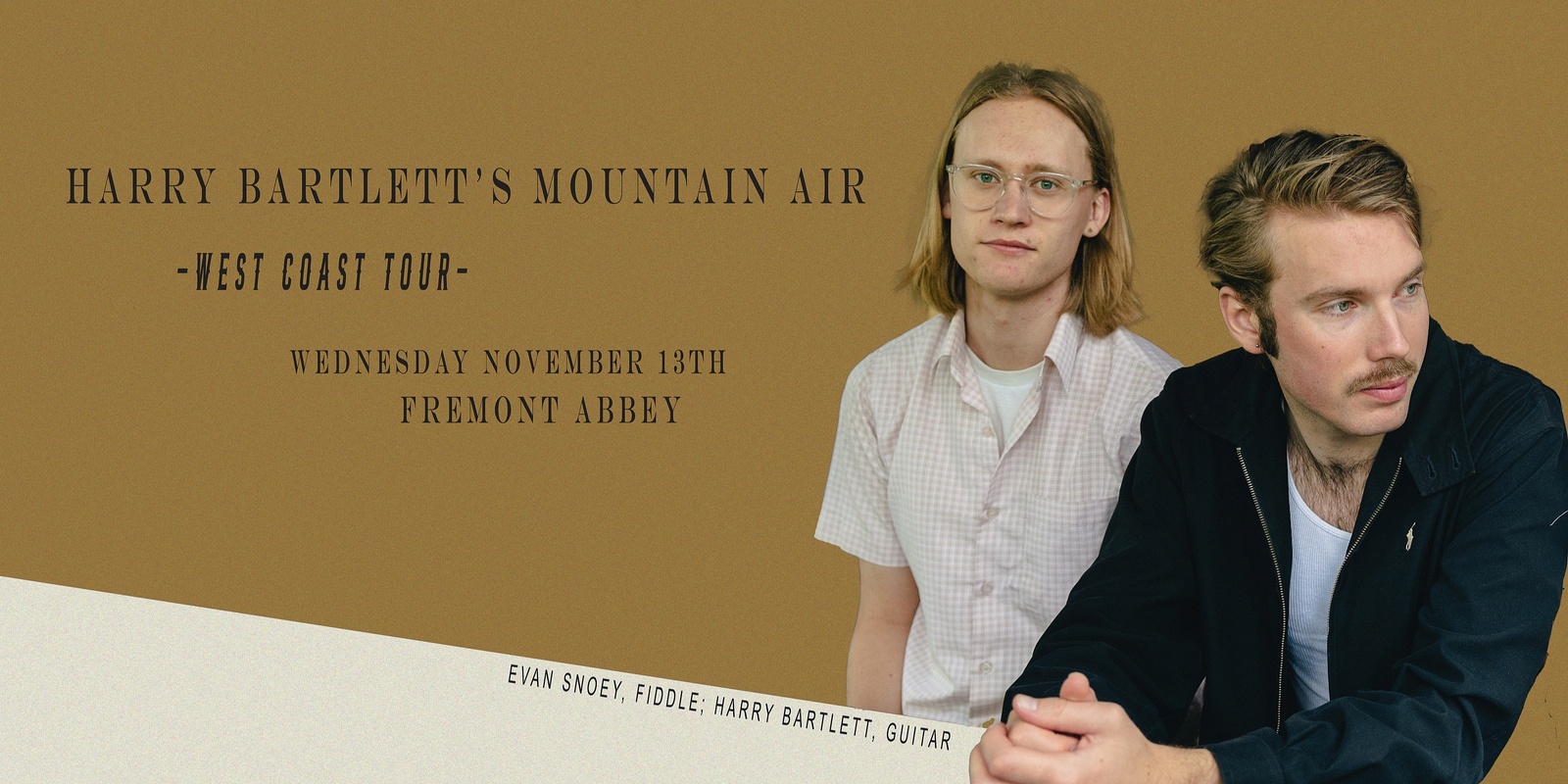 Banner image for Harry Bartlett + Evan Snoey w/ Mira Dickey, Elise Snoey, Patrick Gunning of Scandi-trad Trio @ FREMONT ABBEY