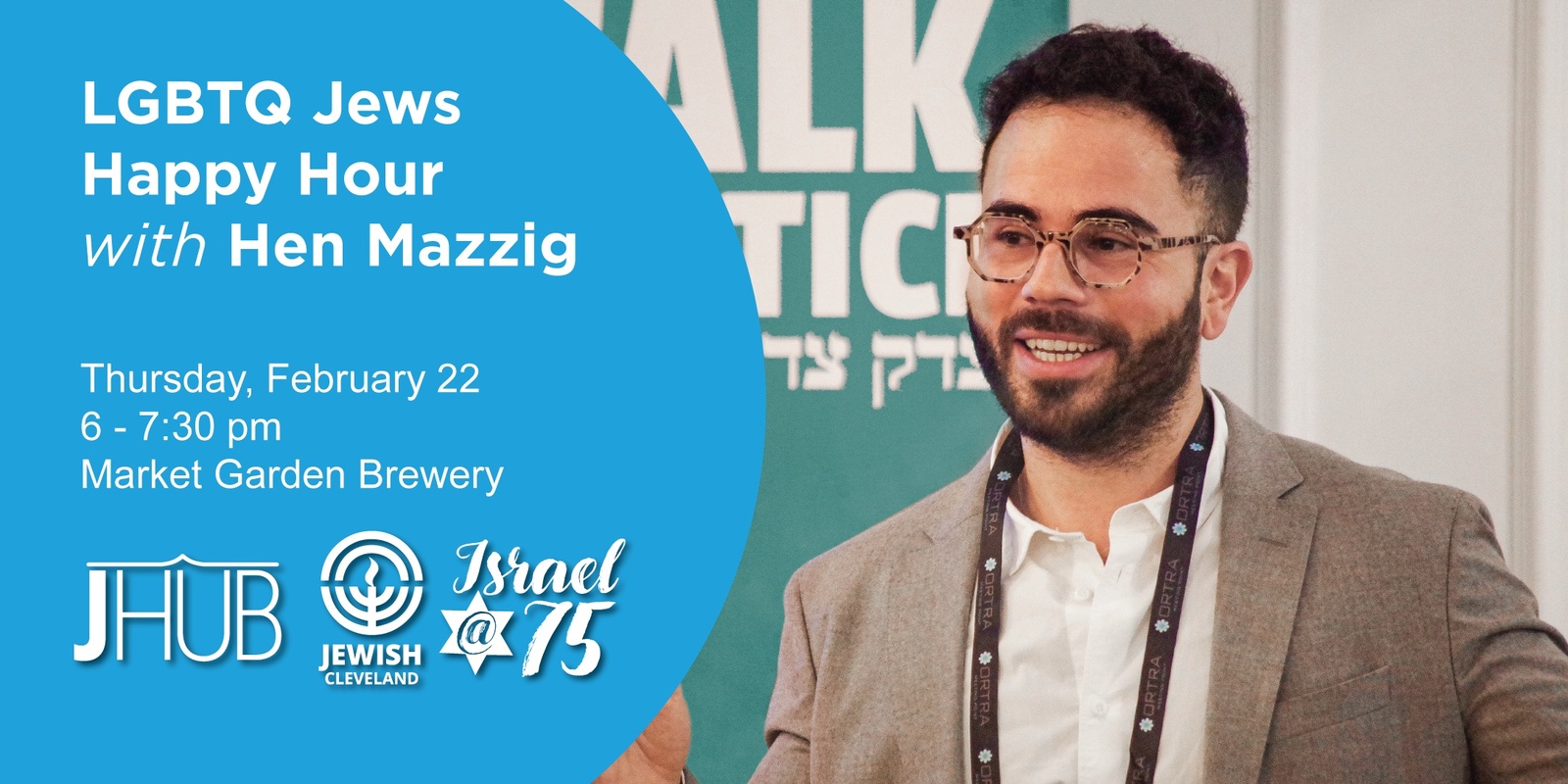 Banner image for LGBTQ Jews Happy Hour featuring Hen Mazzig 