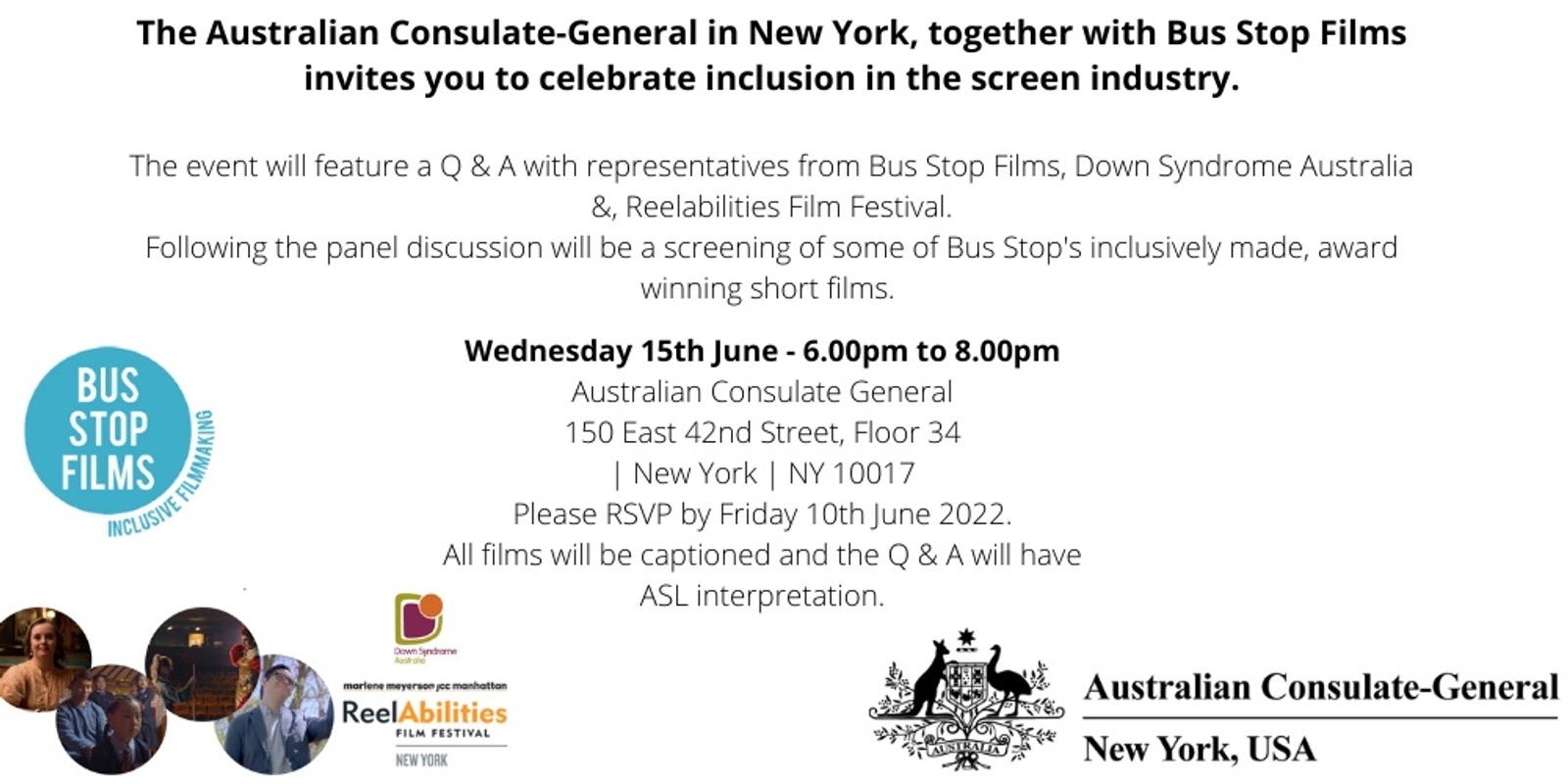 Banner image for Bus Stop Films at the Australian Consulate in New York - Inclusion in the Screen Industry