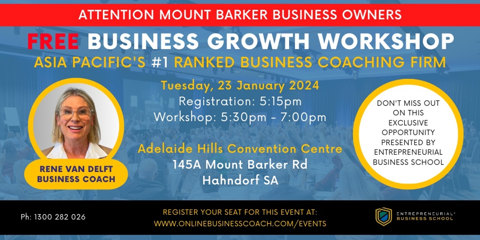 Free Business Growth Workshop Mount Barker local time Humanitix