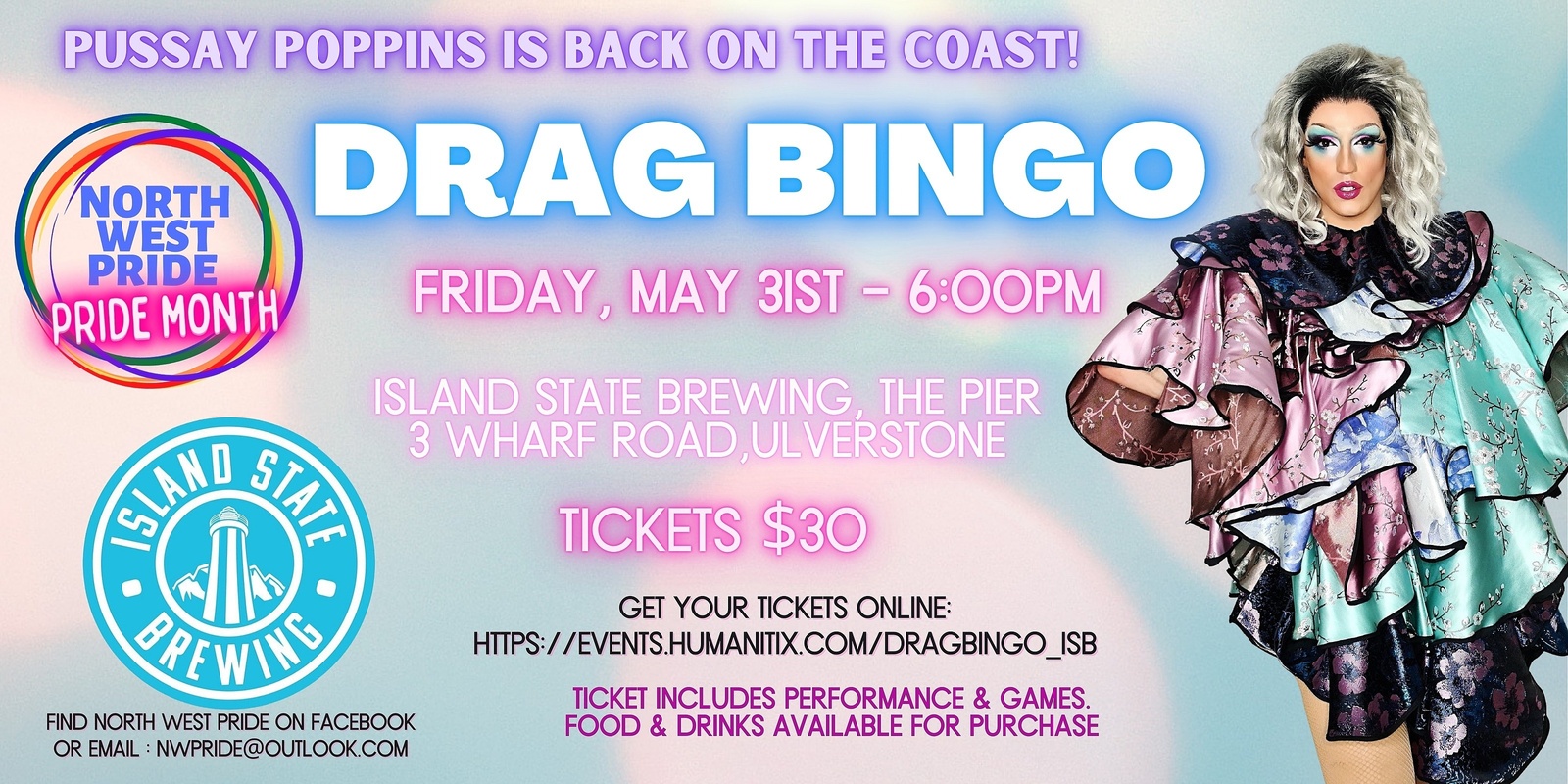 Banner image for Drag Bingo @ Island State Brewing: The Pier, Ulverstone