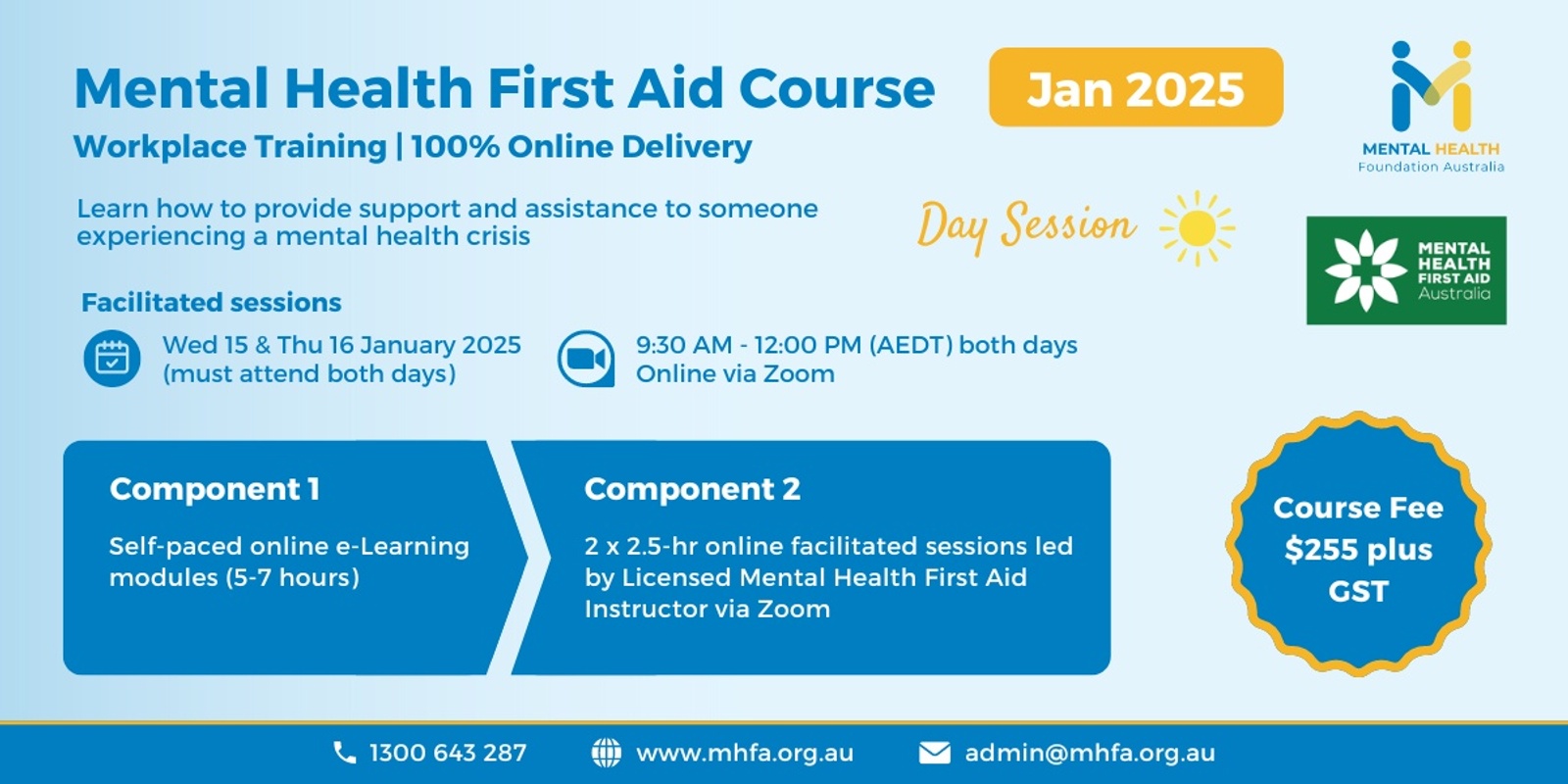 Banner image for Online Mental Health First Aid Course - January 2025 (Morning sessions) (1)