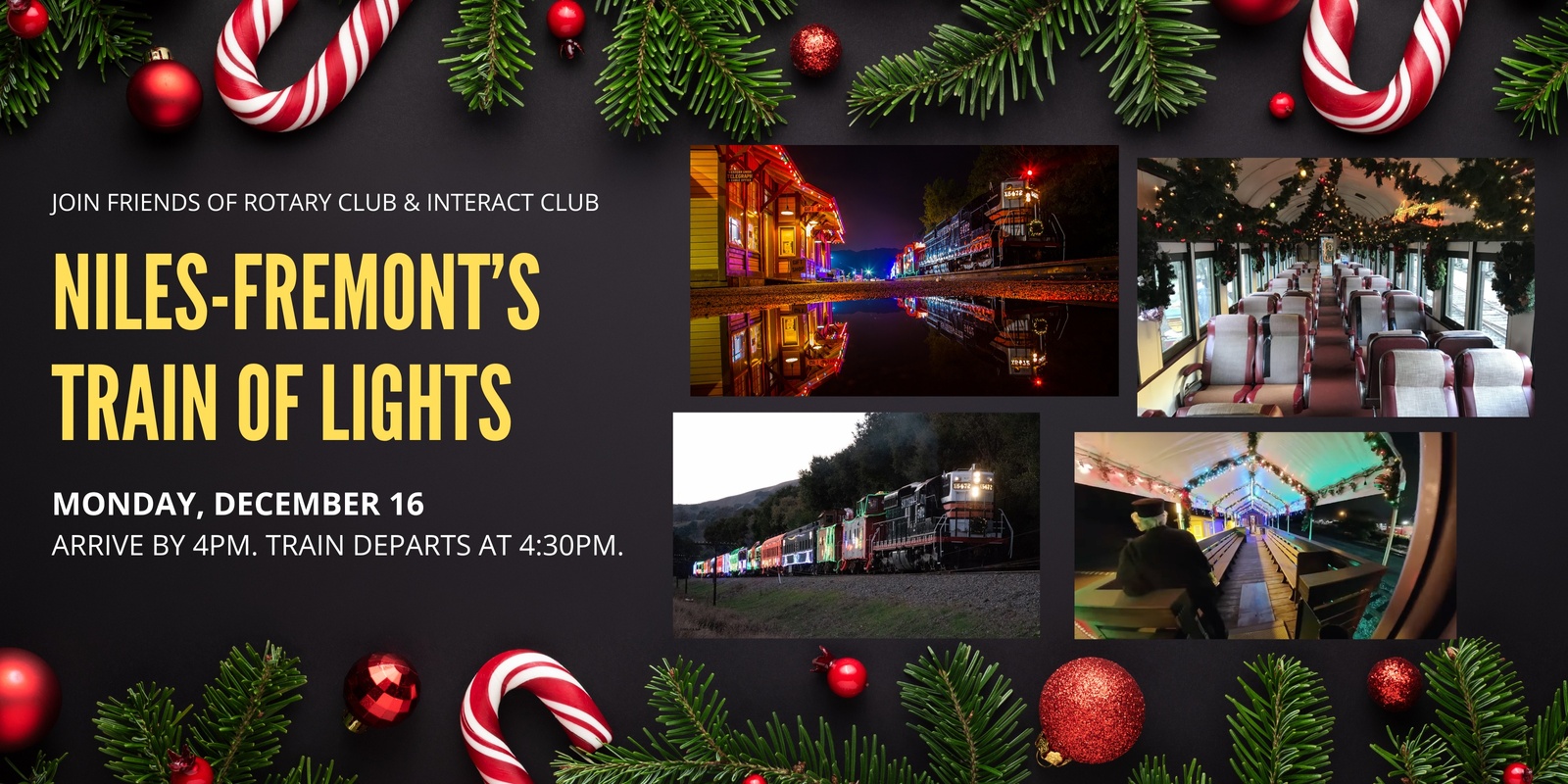 Banner image for Holiday Train of Lights in Fremont – Limited Tickets for Friends of Rotary & Interact